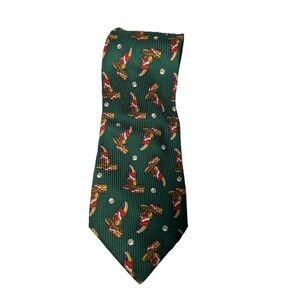 Fendi Cravette 100% Silk Italian Neck Tie Green Golf Shoes Balls Pattern‎